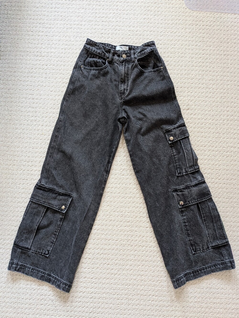 Black Wide Leg Cargo Jeans